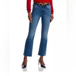 Aqua Mid Rise Crop Boot Cut Jeans in Indigo